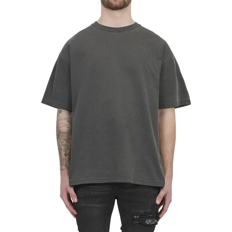 100% Cotton Heavyweight Men Custom Logo Embroidery Drop Shoulder Acid Wash T-shirt