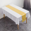 China Wholesale Woven Solid Color Waterproof Hotel Wedding Gold Satin Christmas Festive Table Runner Yellow Satin Customized