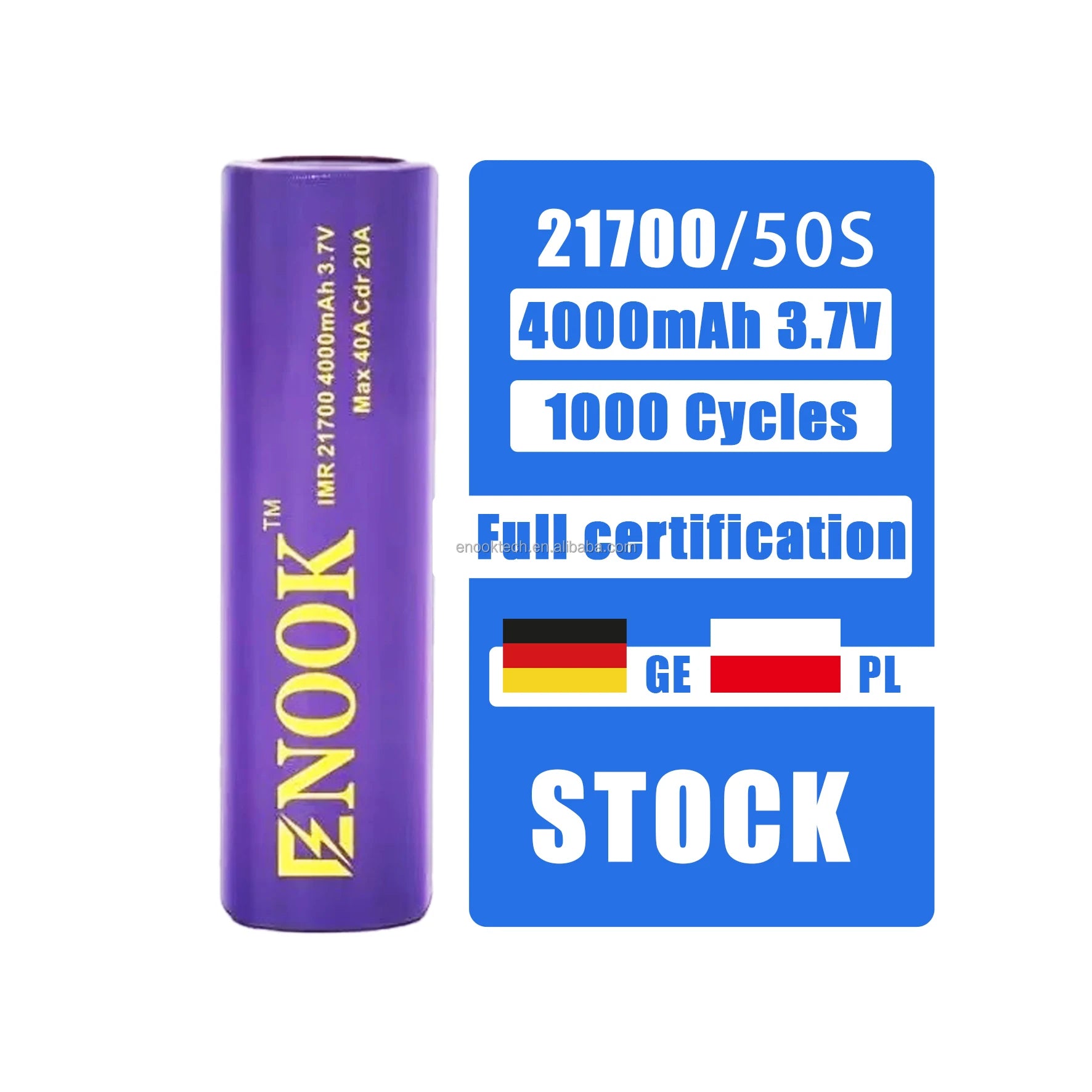 Enook Factory Sales Cylindrical 3.7V Lithium Ion Battery Cells 2000mAh 5000mAh 3500mAh 4000mah 3500mAh 4000mah 5000mAh Battery