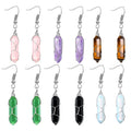 Wholesale Natural Stone Crystal Stone Quartz Winding Hexagonal Earrings Agate Amethyst Rose Quartz Opal Bullet Earrings