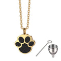 Metal Stainless Steel Mini Cinerary Casket Jewelry Openable Pet Paw Print Keepsaker Memorial Ash Cremation Urn Pendant Necklace