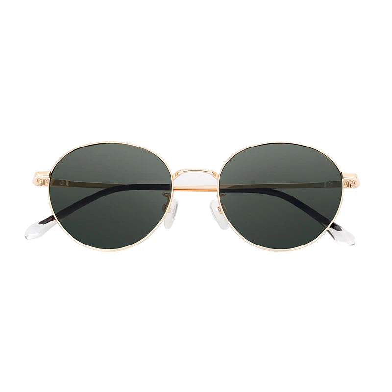 Custom Logo Retro Polarized Sun Glasses for Men and Women Unique Gold Metal Frame with Silver Accent Tac Lenses
