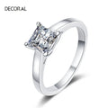 Factory Wholesale 925 Sterling Silver Square Shape 1/2ct Moissanite VVS1 Clarity Rhodium Plated Anti-Allergy Wedding Rings