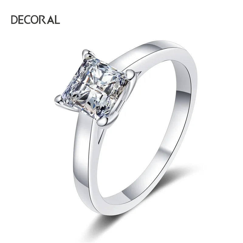 Factory Wholesale 925 Sterling Silver Square Shape 1/2ct Moissanite VVS1 Clarity Rhodium Plated Anti-Allergy Wedding Rings