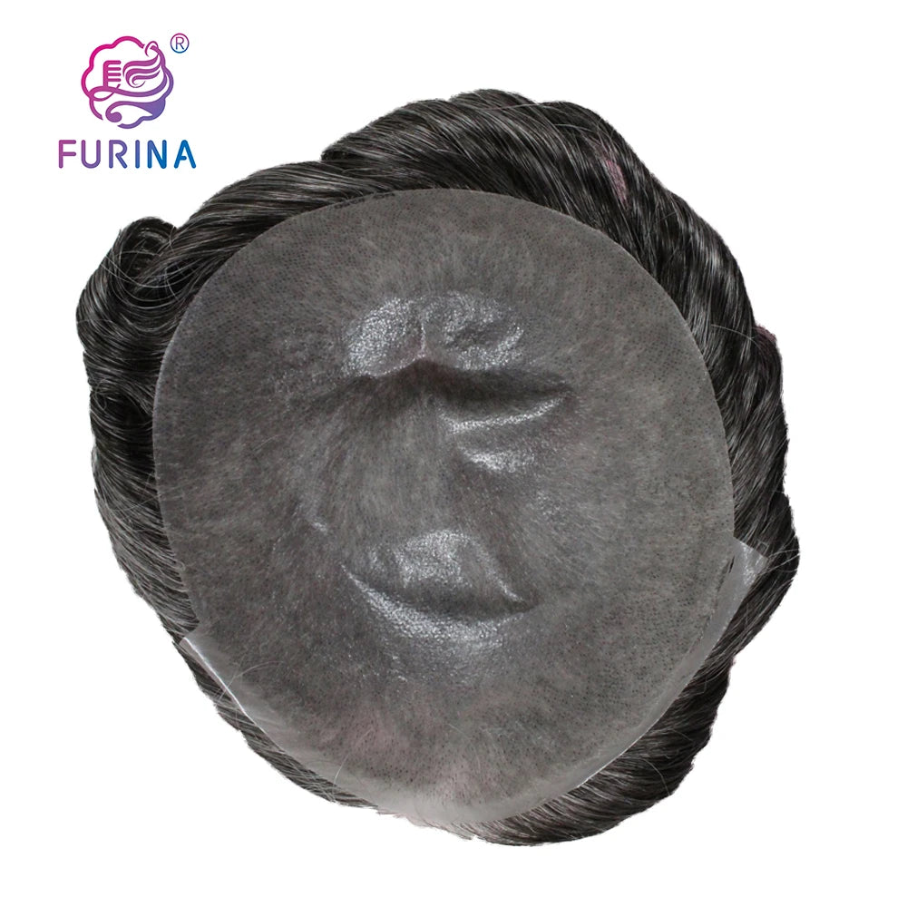 Top Human Hair Mens Toupee Sale 8*10 Full PU 0.06 MM Mens Toupee Human Hair Sale Grey