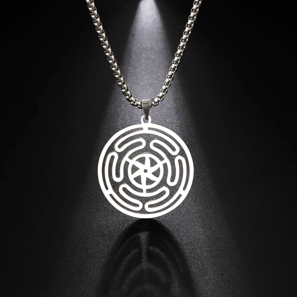 Factory Wholesale Viking Hecate Wheel Triple Moon Goddess Symbol Stainless Steel Blessings and Prosperity Talisman