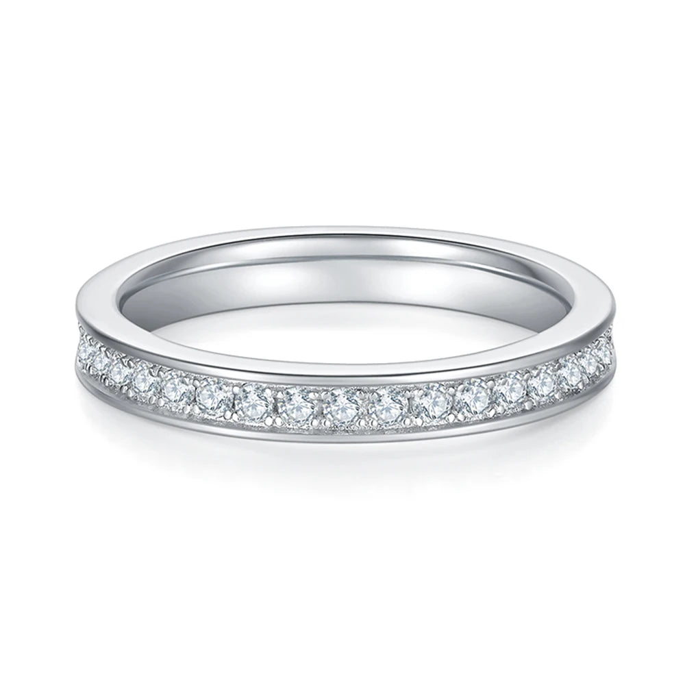 Fashion Jewelry White Gold S925 Sterling Silver Channel Setting Moissanite Ring Fine Jewelry for Women Daily Use Wear