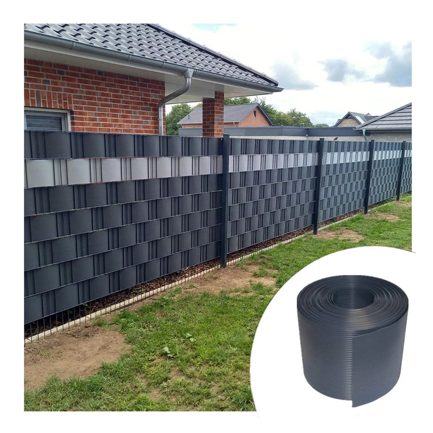 UNEED 19cm*26m PP Tape Fence Privacy Hard PVC Strip Screen Garden Fence
