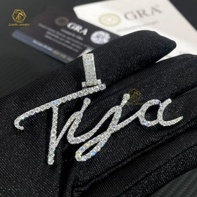 Hip Hop Jewelry Mens Iced Out Custom Letter Pendant 925 Sterling Silver VVS Moissanite Diamond Number Name Initial Logo Pendant