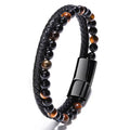 Healing Tiger Eye Lava Natural Stone Bead Magnetic Clasp Blackstainless Steel Leather Bracelet Women