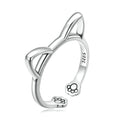 100% 925 Sterling Silver Simple Cat Ear Open Ring Fine Jewelry for Woman Birthday Gift Girlfriend Engagement Silver Ring SCR832