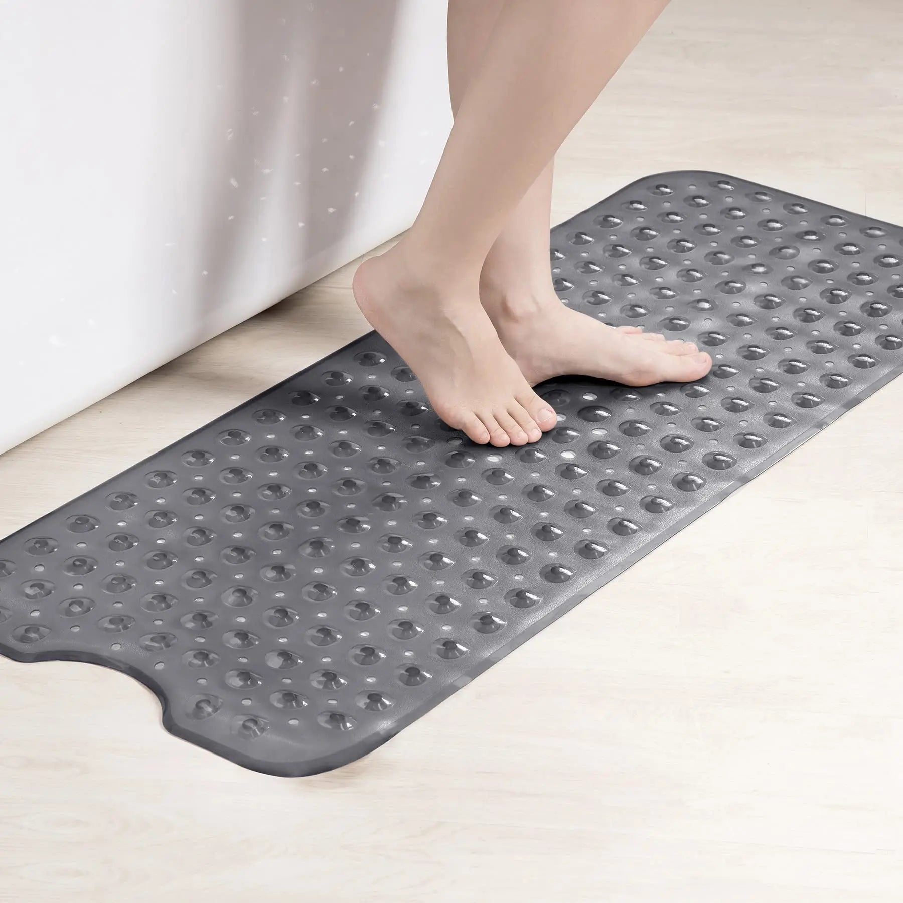 Hapton Anti-slip Bath Tub Shower Safety Mat with Suction Cups Machine Washable Bathroom Mats with Drain Holes Clear