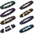 Triple Protection Bracelet for Men Women Black Onyx Tiger's Eye Rock Lave Stone Ease Fear Release Anxiety Bring Luck Success