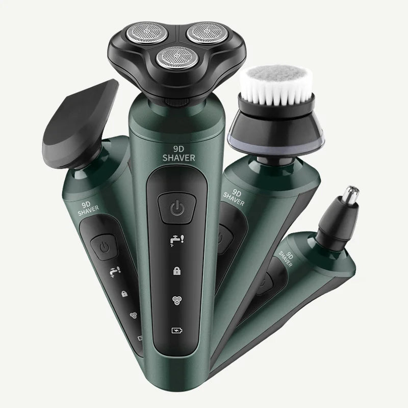 4 in 1 Waterproof USB Rechargeable Rotary Electronic Shaving Machine Beard Trimmer Razor Foil Electric Shaver for Men