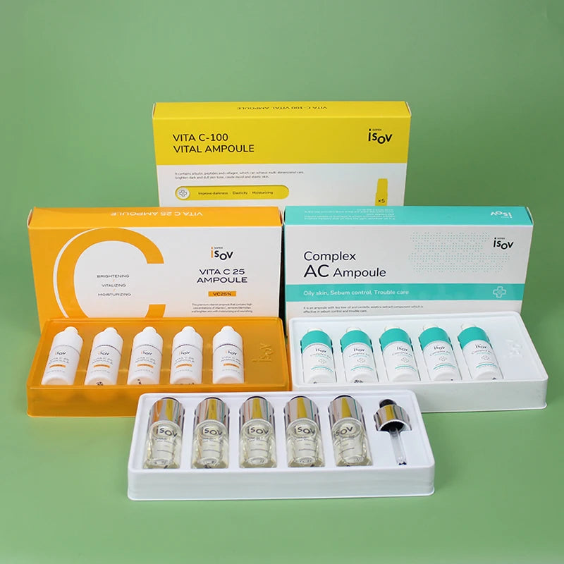 Korean ISOV Complex AC Acne Cleansing Ampoule Solution Brightening Facial Moisturizing Vitamin C Vital Ampoule Serum Kit