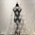 White Bridal Fabric Luxury Embroidery 3D Beads Sequins French Tulle Mesh Lace for Wedding Party Sewing
