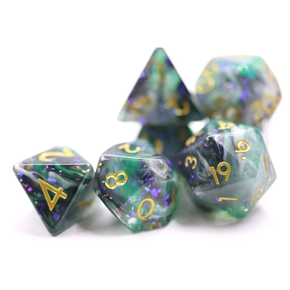 Dnd Rpg 16mm Custom Polyhedral Resin Swirl vapor Dice Set