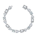 Rhodium Plated 925 Silver White Bright Heart Emerald Zircon Bracelet Hip Hop Bracelet Hand Jewelry 15-18CM Women Bracelet
