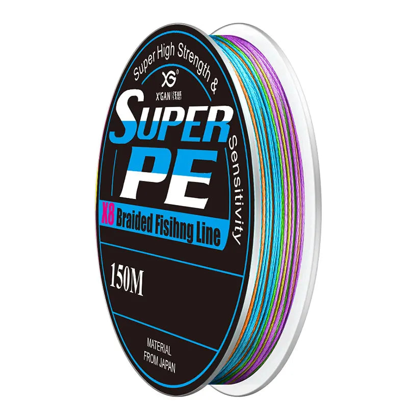 LineThink 150m 8 Strand Multicolour Braided PE Fishing Line 8LB-100LB Multifilament Floating River Stream Lake Fishing