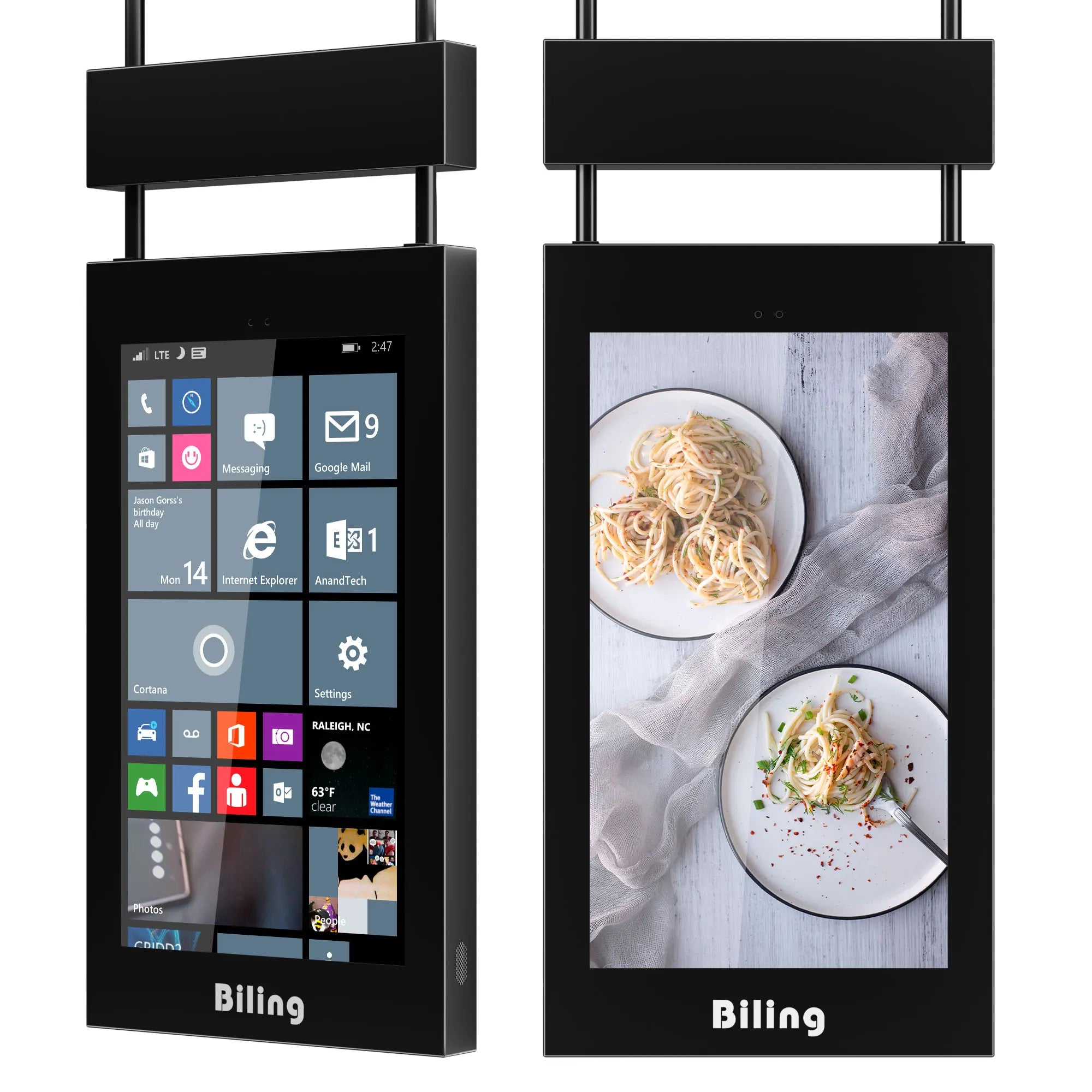 Hot New 43'' 55'' Inch Outdoor Ceiling Double Sided Hanging Wall Mounted Digital Signage Software Dual Advertising Lcd Display