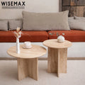 WISEMAX FURNITURE Wabi-sabi Style Luxury Round Side Table Living Room Furniture Marble Natural Travertine Coffee Table for Home