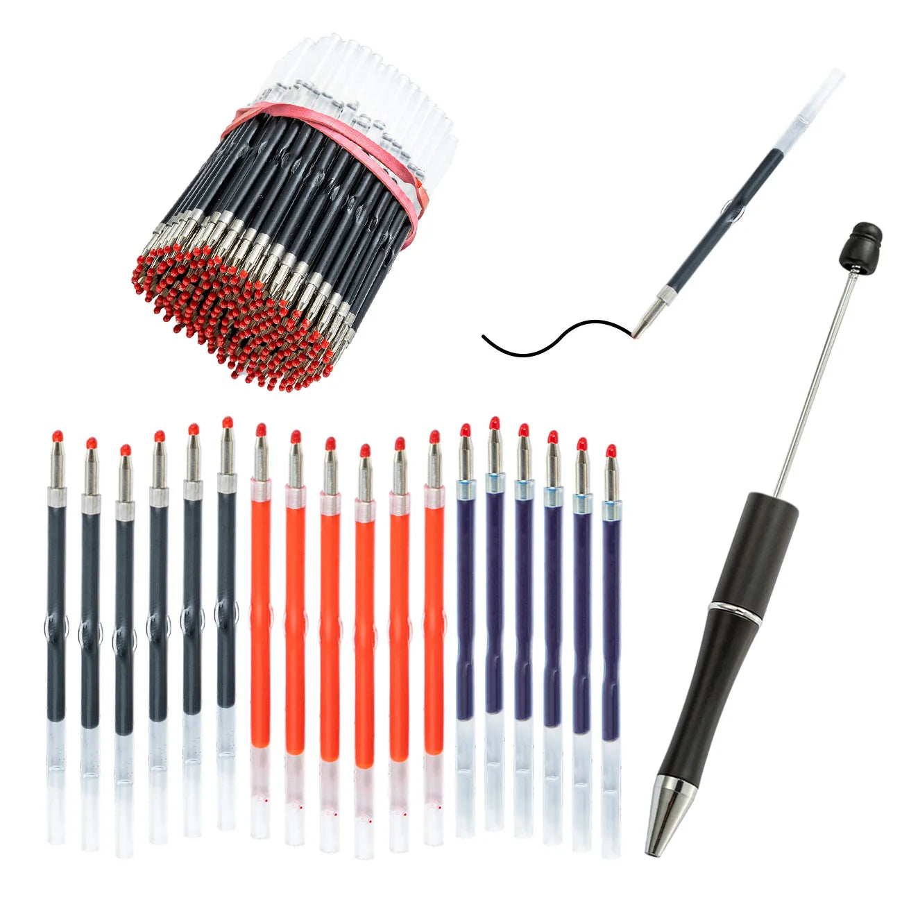 Smooth Writing 0.5mm Refillable Ballpoint Pen Beads Craft Gift for Students & Promotional Use