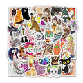 50Pcs Cartoon Cat Funny Graffiti Stickers for Kid Wall Notebook Car Decor Waterproof PVC Kitty Sticker