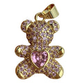 Wholesale Metal Crystal Zircon Cute Bear Charms Pendants Women Jewelry Making Necklace Accessories