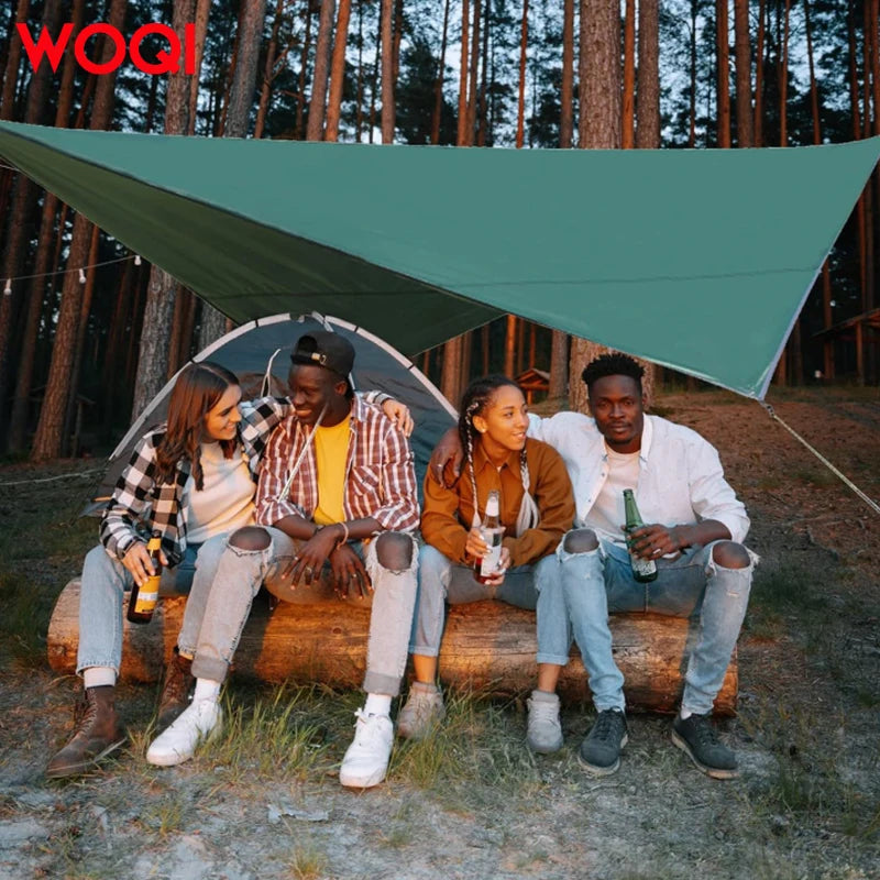 WOQI Oxford Customizable Lightweight Nylon Cover Premium Portable Large Camping Tarp Waterproof Rain Fly 210d Waterproof