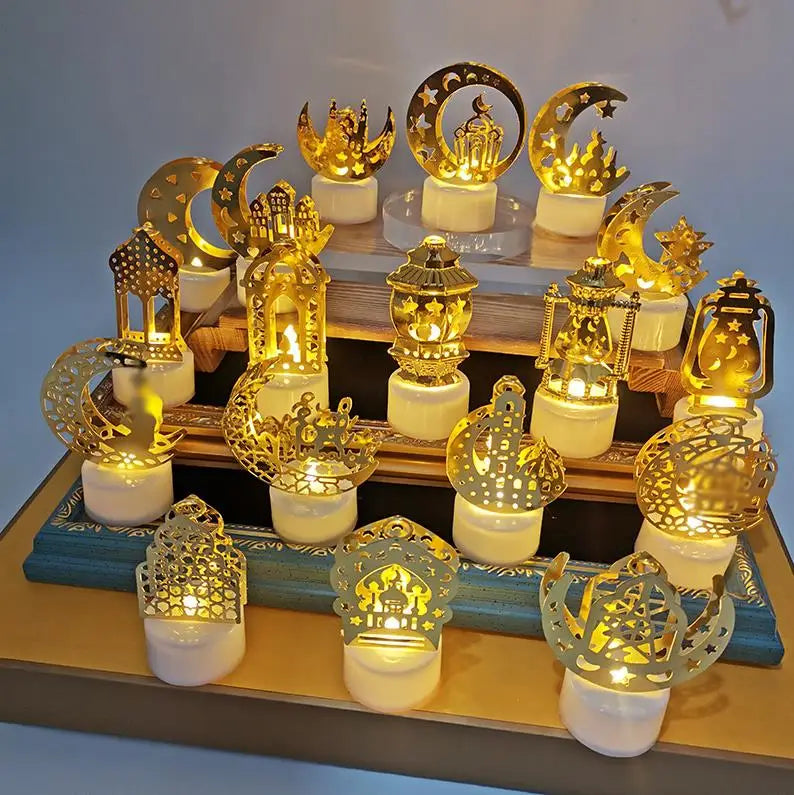 Muslim Ramadan Kareem Decoration LED Candle Lights Eid Mubarak for Home Eid Moubarak Decor Party Table Supplies