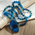 Women Customized Jewelry Marine Stone Bamboo Agate Strip Agate Stone Necklace  Irregular Big Agate Drop Stone Pendant Necklace
