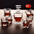 Wholesale Eco-friendly Cork 750ml Whiskey Glasses Shot Glasses Dispenser Whisky Flask Glass Gift Set Whisky Gift Box Decanter