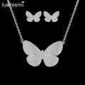 LUOTEEMI Earring Charm Fashion Pendant Dainty Zircon Earing Necklace Set for Party Woman Butterfly Jewelry
