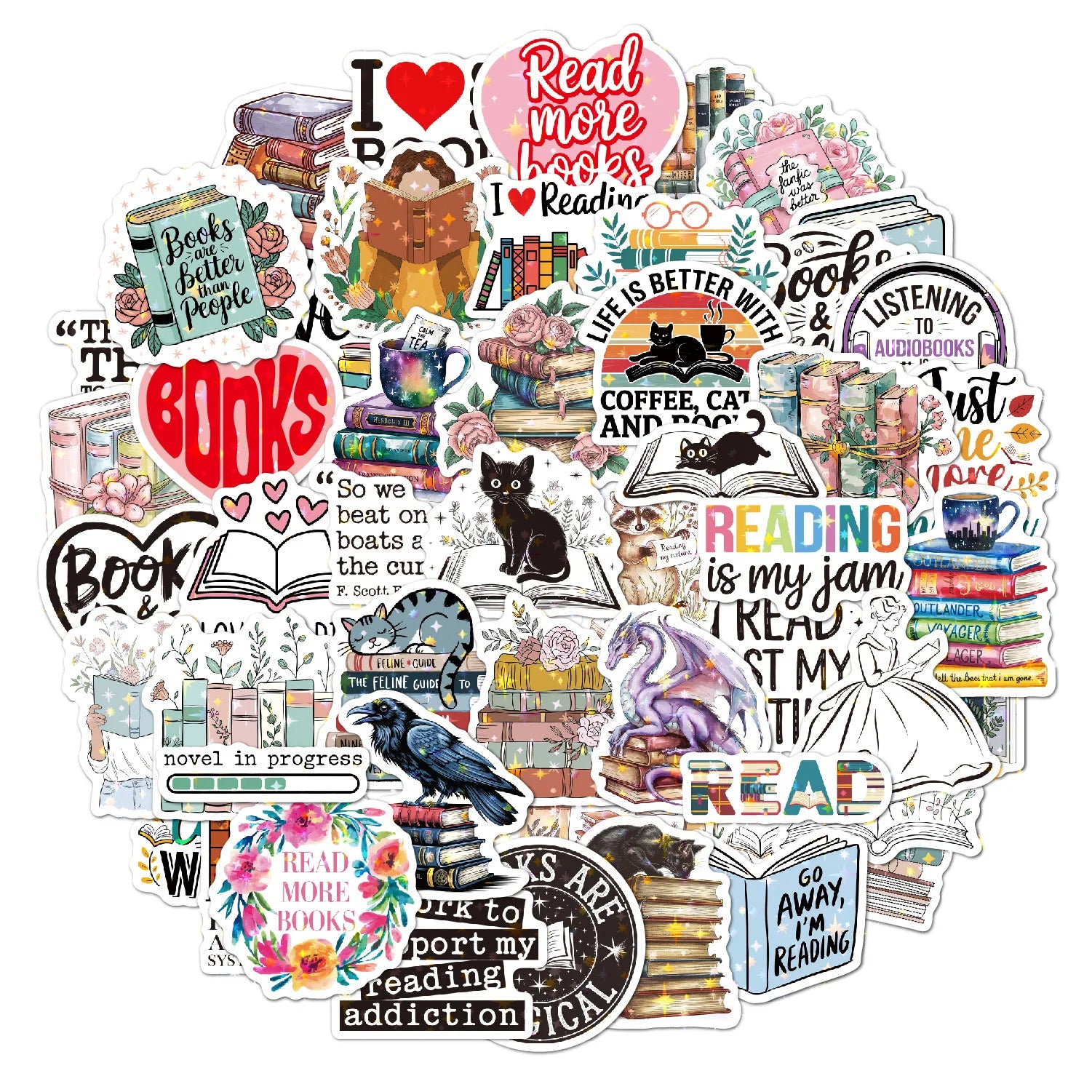 50 Pcs Laser Reading PVC High-quality Durable Stickers for Laptop Draw bar Box Handbag Cupboard Suitcase and Books