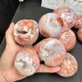 Hot Sale Natural Crystal Druzy Geode Sphere Antique pink Agate Ball for Healing