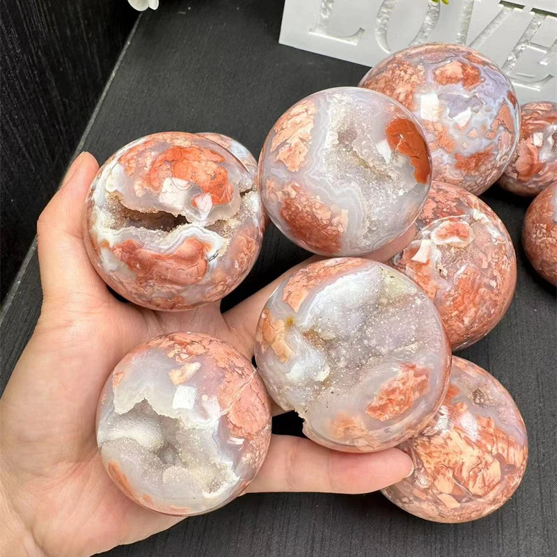 Hot Sale Natural Crystal Druzy Geode Sphere Antique pink Agate Ball for Healing