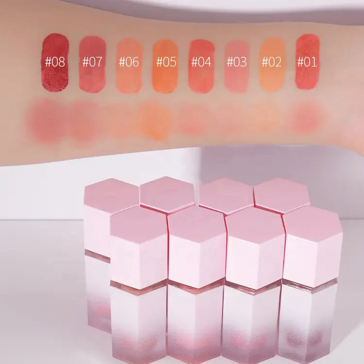Wholesale Pink Cute Cruelty Free Private Label 8 Shades Liquid Blusher