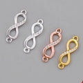 925 Sterling Silver Gold or Rose Gold or Whit Gold or Silver Plated Zircon Infinity Charms for Jewelry Making Connector