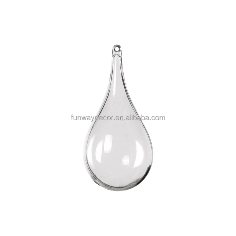 Water-drop Shape Clear Bauble Balls for Christmas New Year Wedding Birthday Party Decorations UV Printed Decorative Ornaments