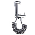 Brass Chrome Plated Modern Eco-Friendly Women's Bidet Shower Nozzle Set with Built-in Socket Angle Valve TPU Spring Hose