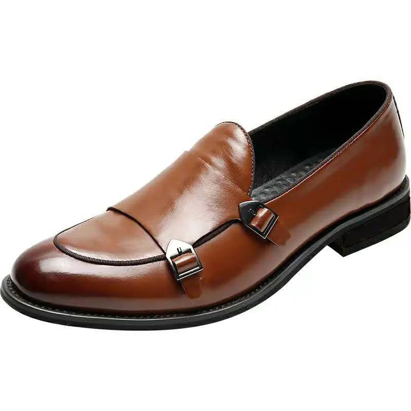 Large Size Retro Men's Shoes Fashion Walking Business Pointed Leather Shoes Wedding Soft Bottom Comfortable Breathable