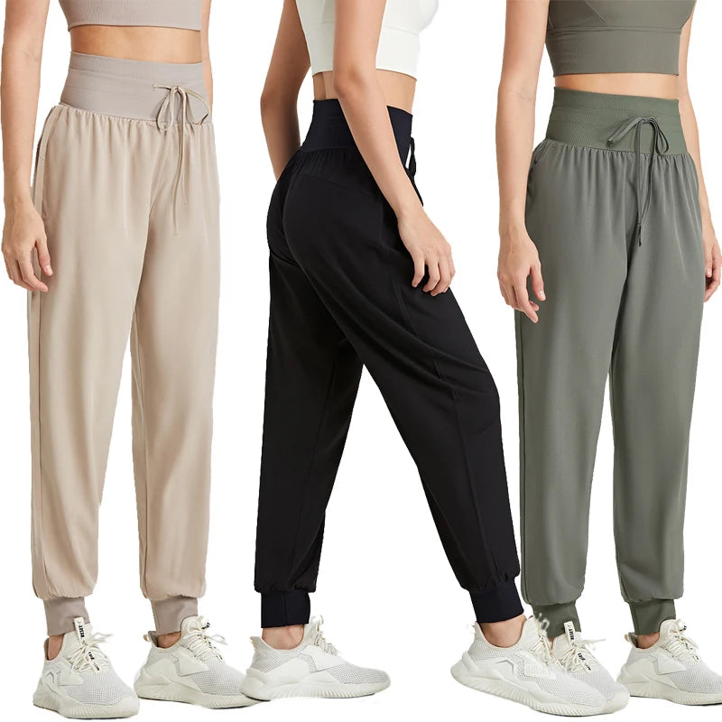 High Waist Fitness Drawstring Pants Loose Quick-drying Training Trousers Women's Sun protection Pants