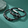 AS-001 Boutique Men's Fashion Stainless Steel Accessories Genuine Leather Bracelets Transfer Spiritual Beads Bracelet