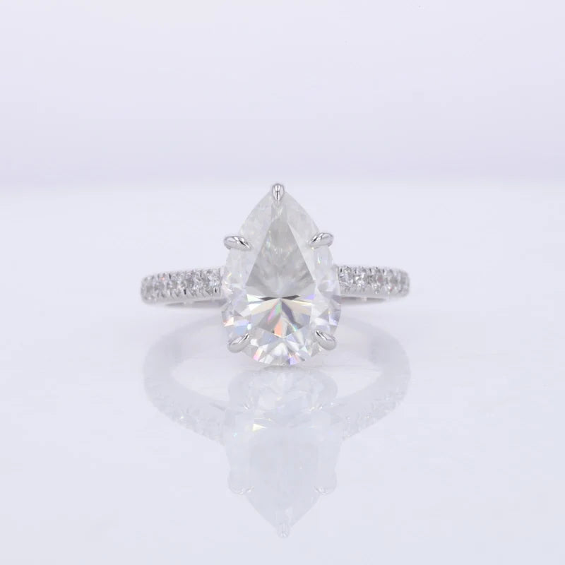 3CT Fashion Jewelry Gold 10K 14K Moissanite Diamonds Women Ring Synthetic Moissanite Engagement Ring Pear Shape