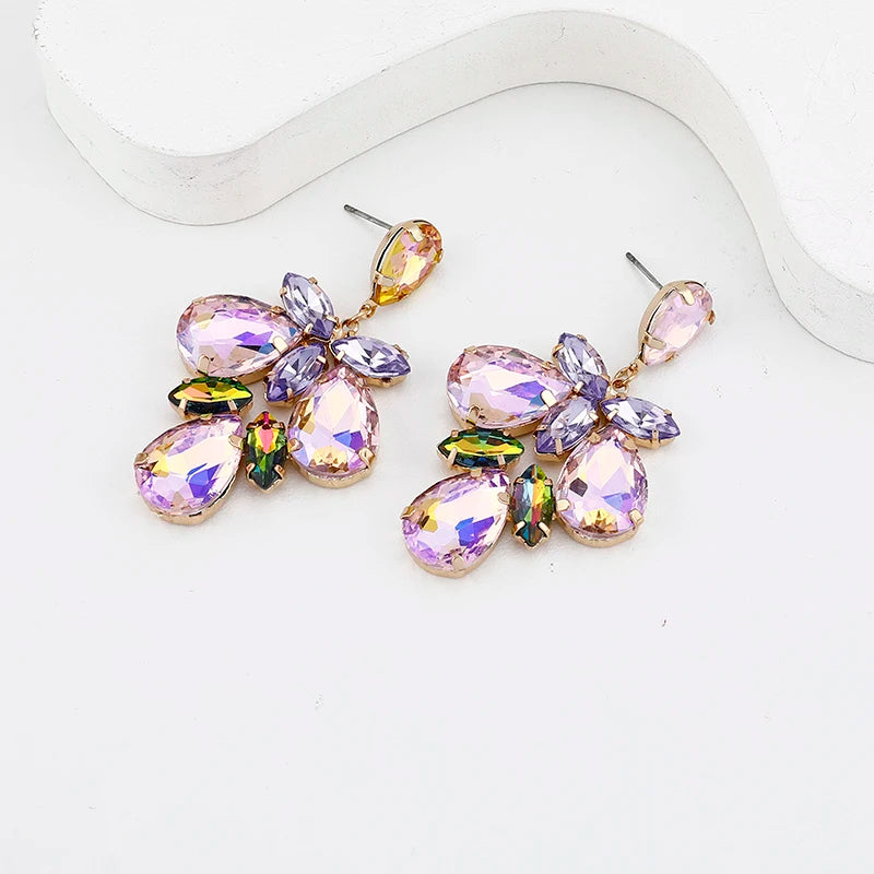 2023 New Arrived Diamond Geometric Earrings Rhinestone Crystal Water Drop Dangle Earrings Jewelry