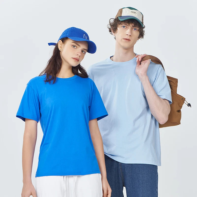 Factory Direct Supply! Men's 180g Cotton Neck Short-Sleeved T-Shirt Blank Wholesale Super Easy Custom Logo Solid Knitted Fabric