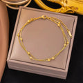 Wholesale Women's Fashion Retro Gold Anklet New Stainless Steel Double  Elegant Jewelry Accessory