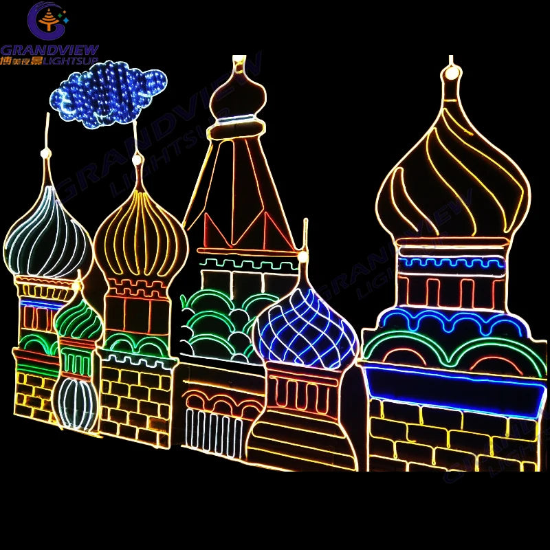 Waterproof 2024 Russia Motif Christmas Light Led 2d Red Square Moscow Holiday Lights for Outdoor Decoration