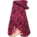 African Lace Material Fabric Sequins Embroidery Rope Lace Fabric for Dress