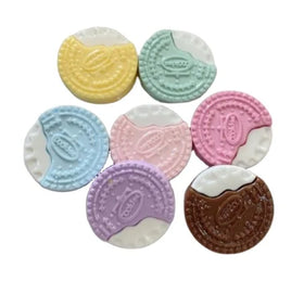 Love-Themed Colorful Round Cookies Artificial Resin Flatback Biscuits Cabochons for Dollhouse Food Miniature DIY Accessory